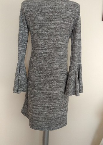 Bohem Gri Triko Midi Elbise - Görsel 4