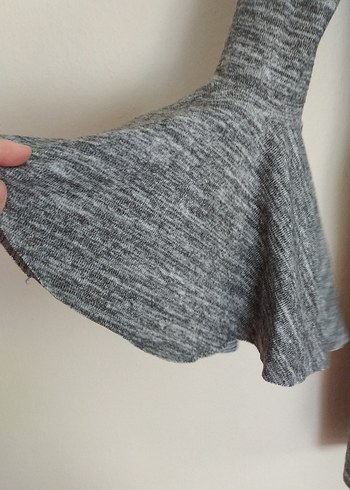 Bohem Gri Triko Midi Elbise - Görsel 3