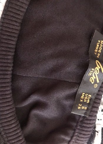 Siyah Gri Çizgili Dantelli Uzun Triko Elbise - Görsel 6