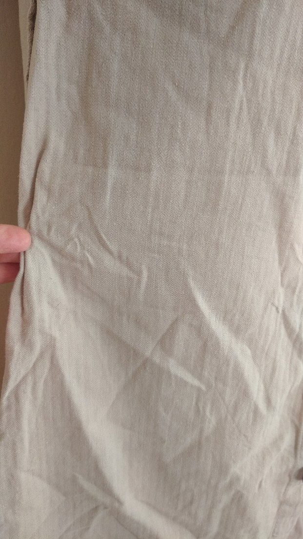 Bej Kısa Kollu Midi Keten Elbise - Görsel 3