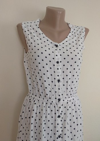 Puantiye Desenli Uzun Kolsuz Bohem Elbise - Görsel 5