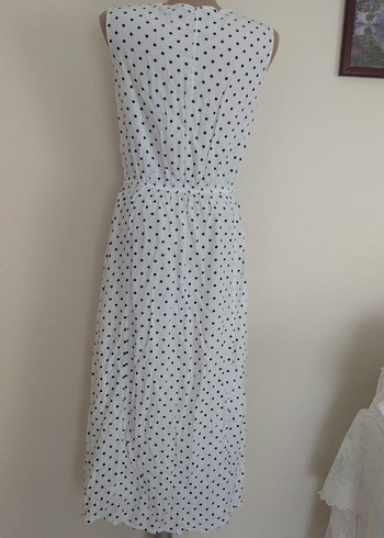 Puantiye Desenli Uzun Kolsuz Bohem Elbise - Görsel 6