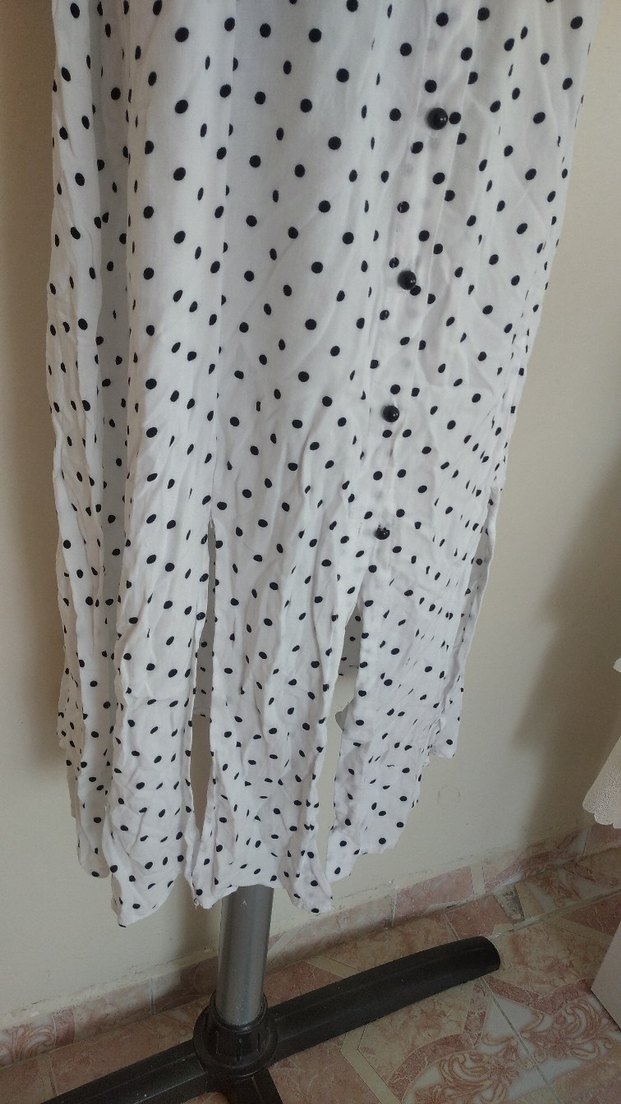 Puantiye Desenli Uzun Kolsuz Bohem Elbise - Görsel 2