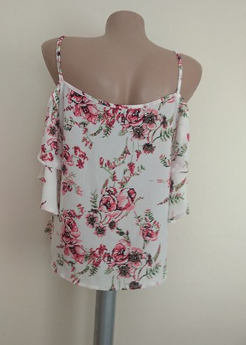 Pembe Çiçekli Volanlı Bohem Bluz - Görsel 4