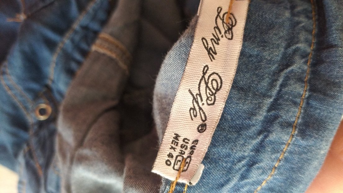 Düğmeli Mavi Kot Gömlek - Görsel 5