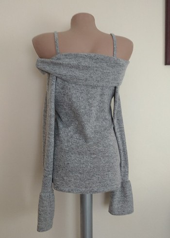 Gri Uzun Kollu Salaş askılı Kadın bluz - Görsel 6