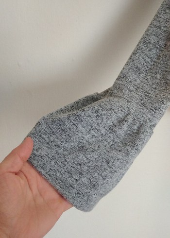 Gri Uzun Kollu Salaş askılı Kadın bluz - Görsel 4