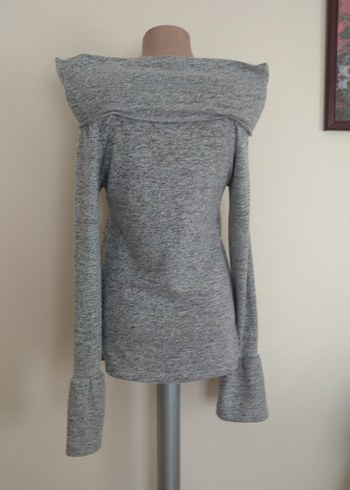 Gri Uzun Kollu Salaş askılı Kadın bluz - Görsel 7