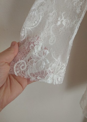 Dantel İşlemeli Beyaz Midi Abiye Elbise - Görsel 6