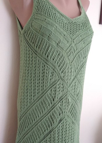 Yeşil Örgü Bohem Uzun Elbise - Görsel 2