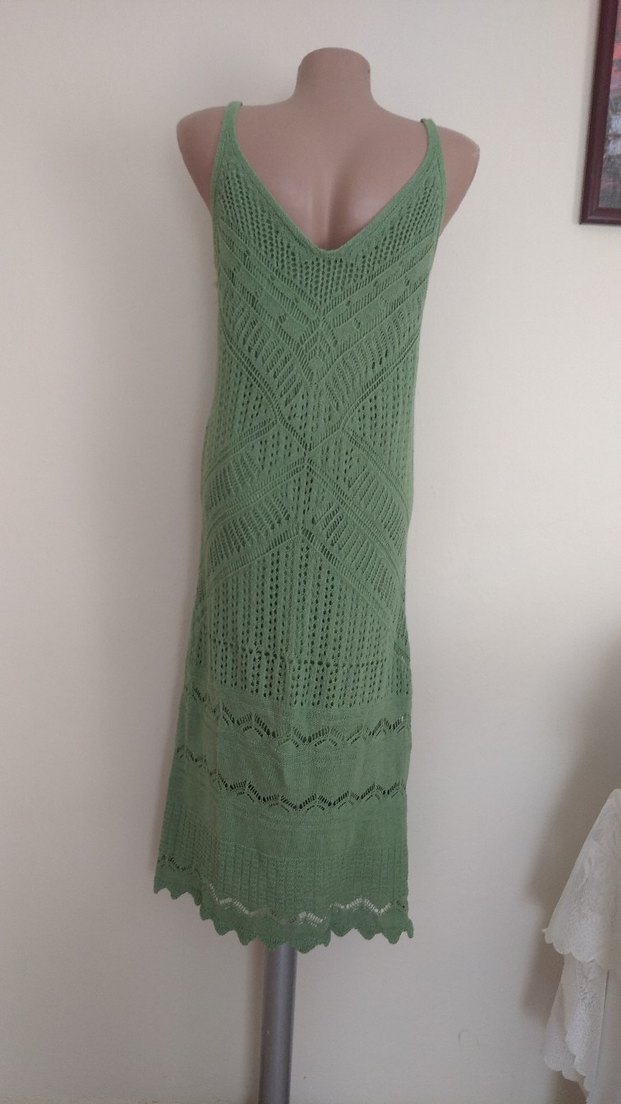 Yeşil Örgü Bohem Uzun Elbise - Görsel 4