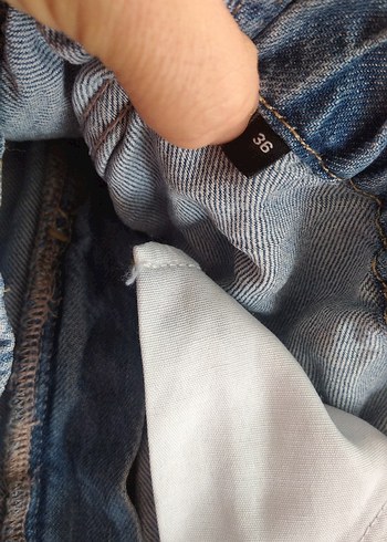 Kadın Mavi Bol Kesim Kot Pantolon - Görsel 6