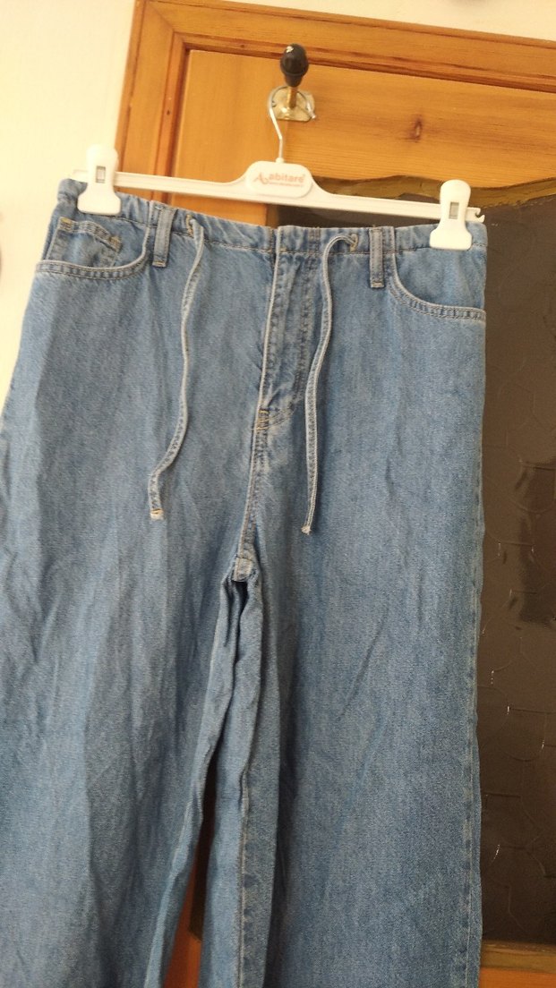 Kadın Mavi Bol Kesim Kot Pantolon - Görsel 2