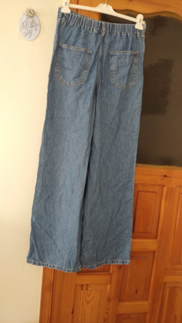 Kadın Mavi Bol Kesim Kot Pantolon - Görsel 4