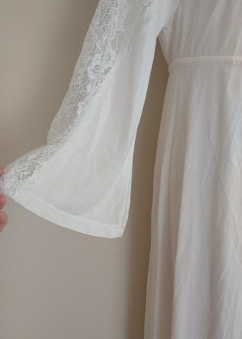 Uzun Beyaz Bohem Kadın gecelik ve sabahlık - Görsel 4