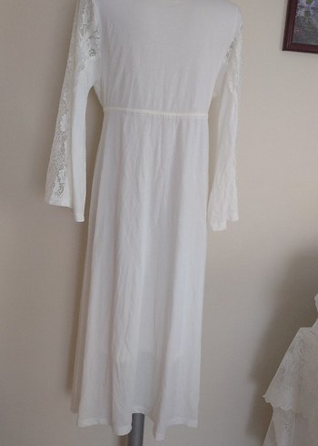 Uzun Beyaz Bohem Kadın gecelik ve sabahlık - Görsel 3