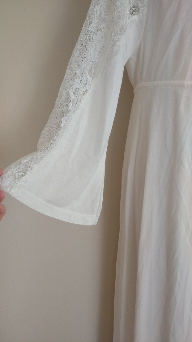 Uzun Beyaz Bohem Kadın gecelik ve sabahlık - Görsel 4