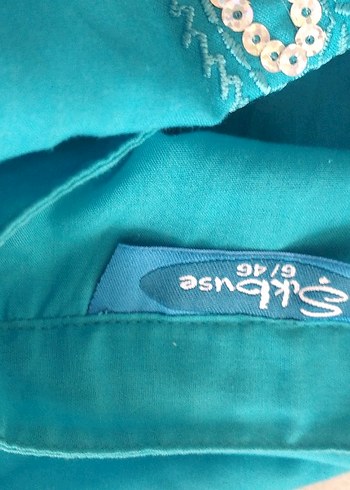 Turkuaz Nakışlı Uzun Kollu Gömlek - Görsel 5