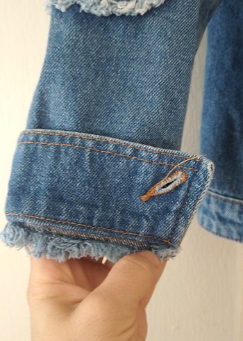 Düğmeli Mavi Denim Kadın Ceket - Görsel 3