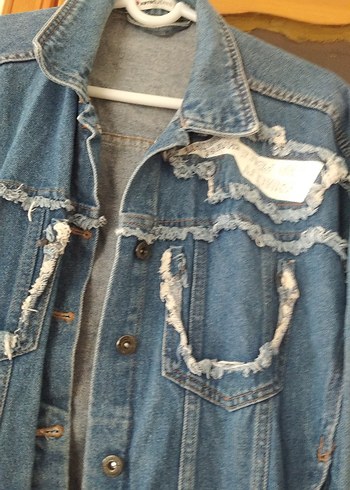 Düğmeli Mavi Denim Kadın Ceket - Görsel 5