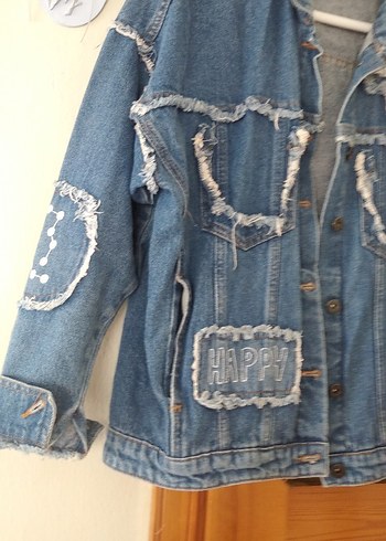 Düğmeli Mavi Denim Kadın Ceket - Görsel 2