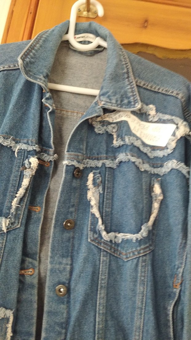 Düğmeli Mavi Denim Kadın Ceket - Görsel 5