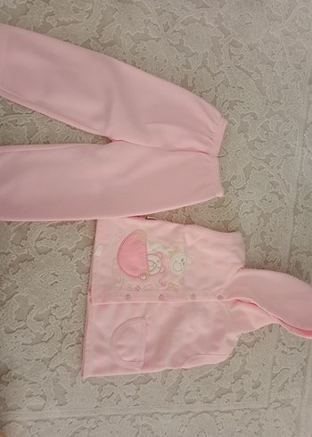 Pembe Bebek polar Kız Takımı, Uzun Kollu, Nakışlı