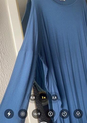 Zara Mavi Bol Kesim Uzun Kollu Kadın Elbise