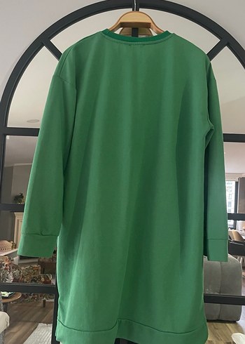 Kadın Yeşil Midi Sweatshirt Tunik - Görsel 2