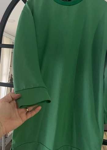 Kadın Yeşil Midi Sweatshirt Tunik - Görsel 3