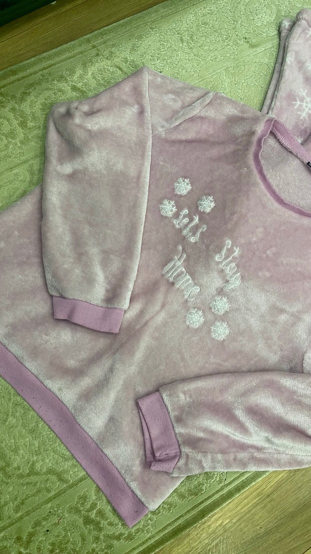 Pembe Kadın Uzun Kollu Rahat Pijama Takımı - Görsel 3