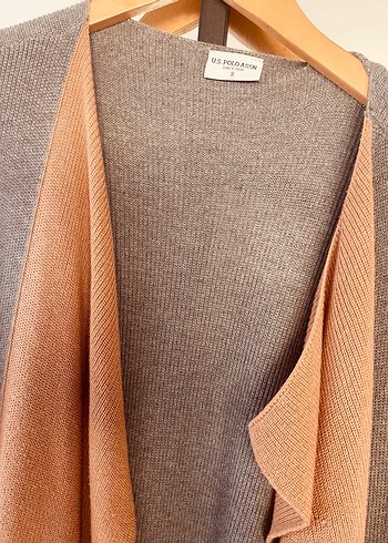 Drapeli  yaka Taba ve  Gri Kadın Yelek - Görsel 3