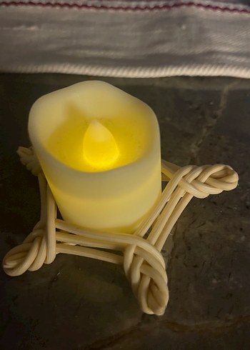 Beyaz LED Mum ve Hasır Tutucu - Görsel 3