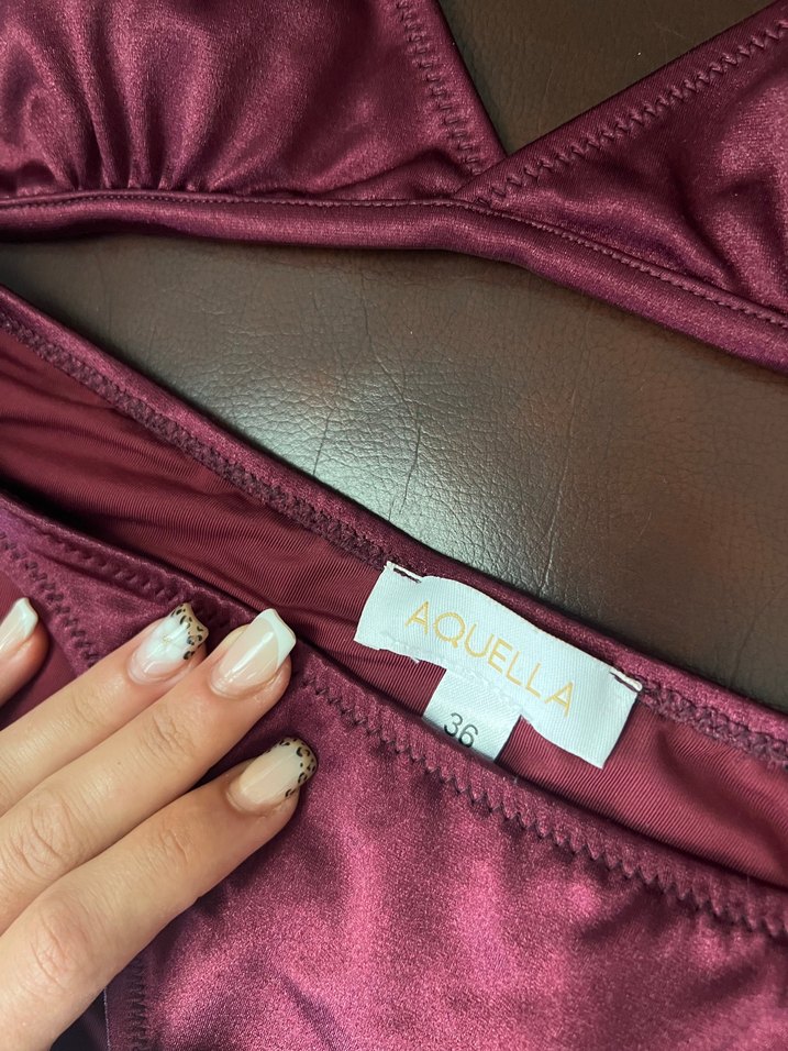 Aquella Bordo Lame Üçgen Bikini Takımı - Görsel 3