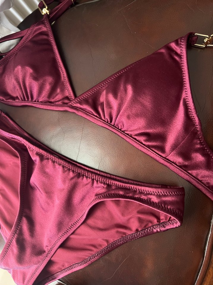 Aquella Bordo Lame Üçgen Bikini Takımı - Görsel 2