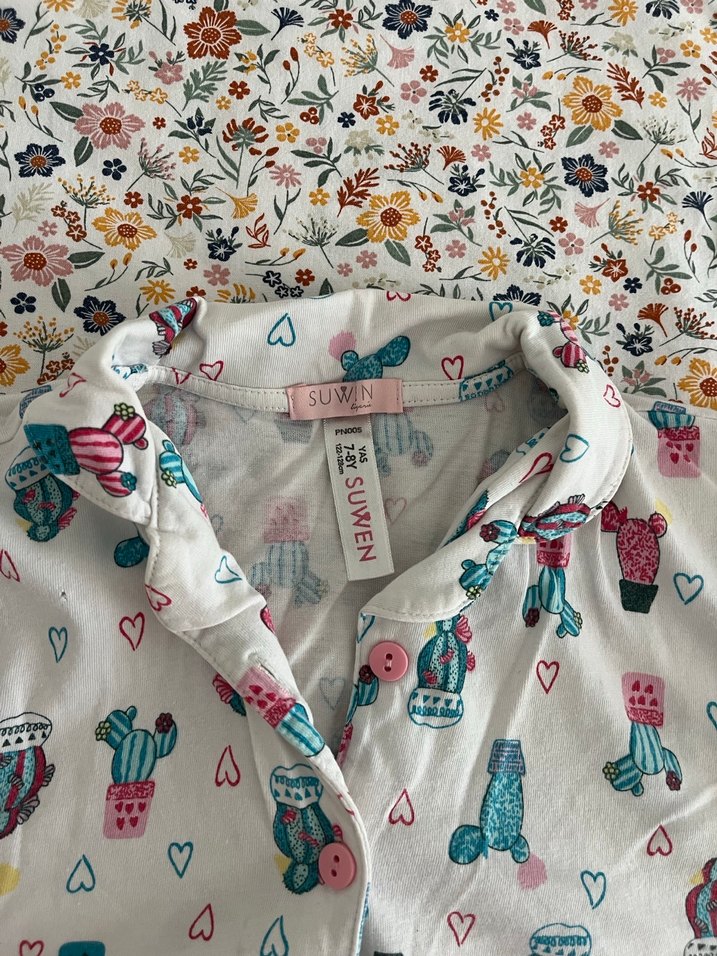 Renkli Kısa Kollu Bohem Kadın Pijama Takımı - Görsel 2