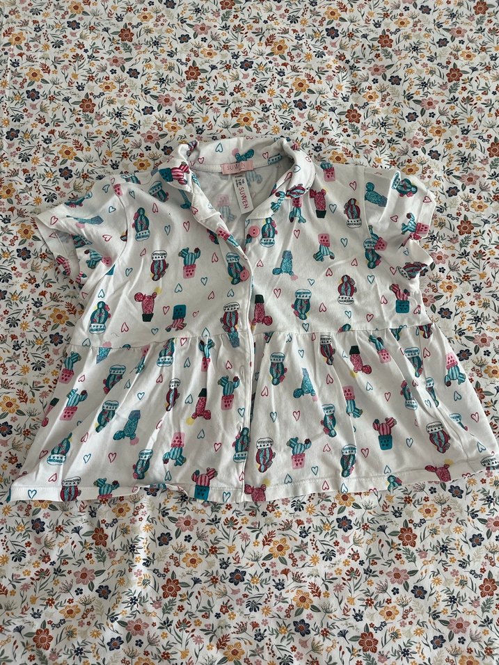 Renkli Kısa Kollu Bohem Kadın Pijama Takımı - Görsel 3