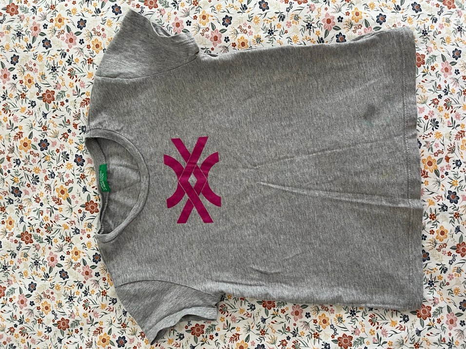 Kız Çocuk Gri Baskılı Kısa Kollu Tişört - Görsel 3