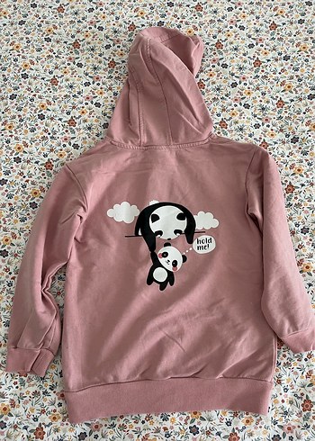 Kız Çocuk Kapüşonlu Pembe Sweatshirt - Görsel 3