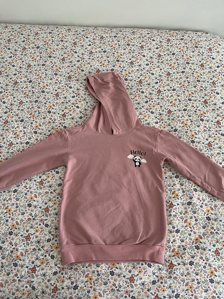 Kız Çocuk Kapüşonlu Pembe Sweatshirt - Görsel 2