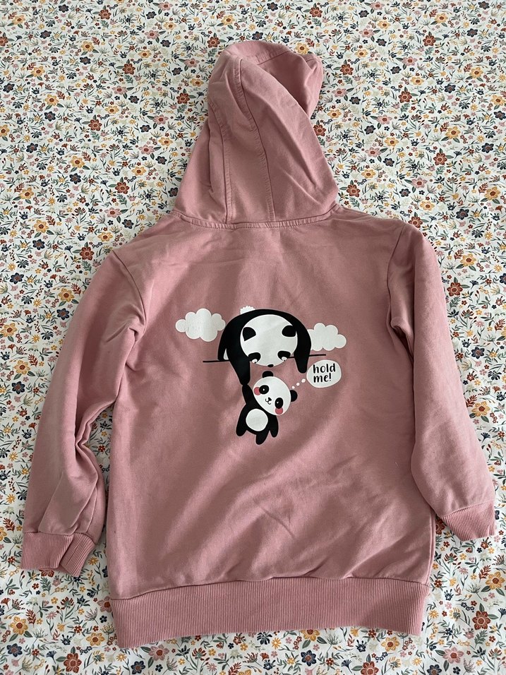 Kız Çocuk Kapüşonlu Pembe Sweatshirt - Görsel 3