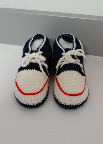 Nakışlı Örgü Erkek Bebek Patik - Görsel 2