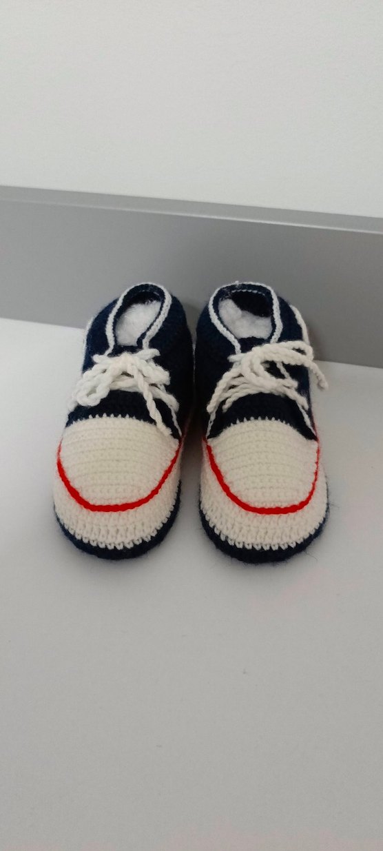 Nakışlı Örgü Erkek Bebek Patik - Görsel 2