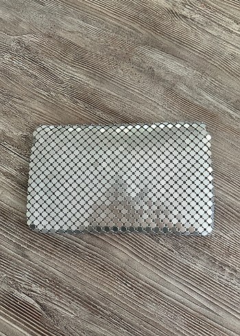 Beden Gri Metal Kadın Clutch Çanta