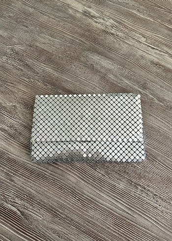 Gri Metal Kadın Clutch Çanta