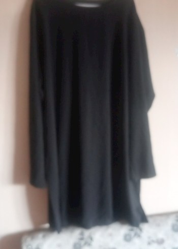 Kadın Siyah Uzun Kollu Rahat Kesim Uzun Elbise - Görsel 3