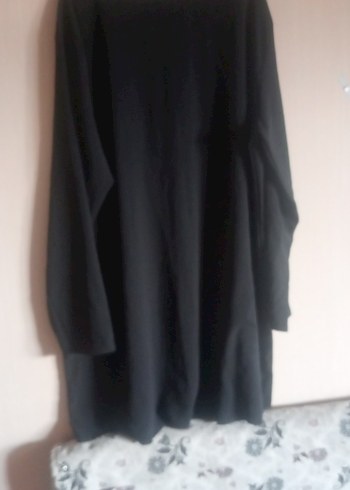 Kadın Siyah Uzun Kollu Rahat Kesim Uzun Elbise - Görsel 4