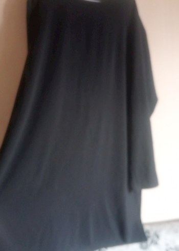 Kadın Siyah Uzun Kollu Rahat Kesim Uzun Elbise - Görsel 2