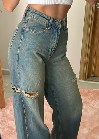 Mavi Bol Kesim Kadın Jean Pantolon