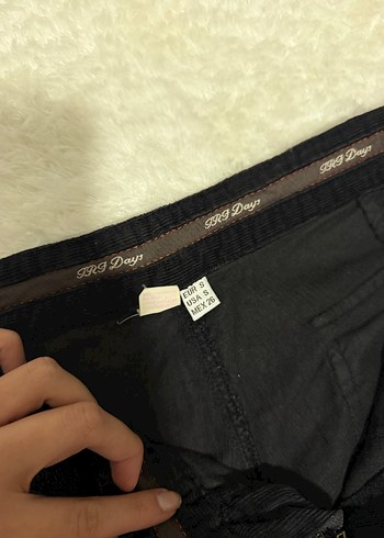 s Beden Düşük Bel Kadife Fitilli Pantolon